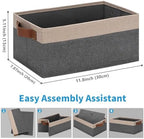 GhvyenntteS Small Fabric Storage Bins 6 Pack, 11.8" x 7.87" x 5.11" Storage Basket with Leather Handles, Closet Storage Bins for Shelves, Storage Baskets for Shelves, DVD Storage (Grey/Beige Yellow) - Image 2