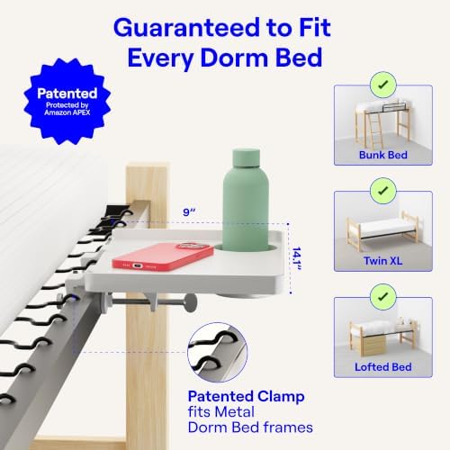 BedShelfie Bedside Shelf for Dorm Room - Dorm Essential 2.0, White - Image 2