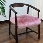 LLB Sheepskin Chair Covers Office Chair Cushion Dining Room Chair Pads Desk Chair Seat Cushion for Computer Fur Area Rugs for Living Room 18x18 Inch (Pack of 1), Light Pink - Image 2
