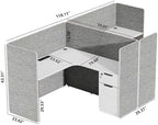 Modular Office Cubicle Workstation System with Privacy Panels, 59" x 59" L-Shaped Desk, Built-in Power Access, Lockable Storage Cabinet, Expandable 2, 4, 6 Person Team Layout for Corporate Offices - Image 2