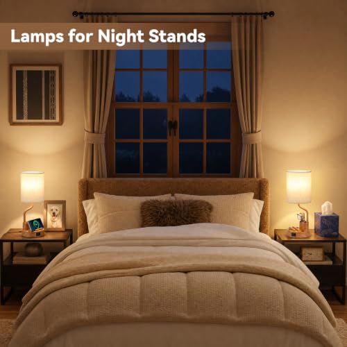Fenmzee Bedside Lamps for Bedroom Set of 2 - Table Desk Lamp for Nightstand - Image 2