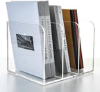3 Vertical Compartments Clear Acrylic Magazine & File Holder – Multipurpose Desk Organizer for Documents, Tablets, Magazines, Books – Office/Home/Classroom Rack - Image 4