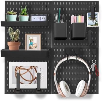 Wall Organizer Peg Board - Elevate And Declutter Your Gaming And Office - Create A Perfectly Structured Space(Black) by WelcomeHomeEVDBOBO
