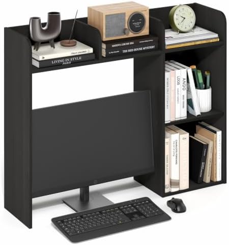 Furinno Classic Desk Shelf, 5-Shelf Desktop Hutch, Book Shelf, 3-Tier Desk Organzier, for Office Supplies, Office Desk Accessories, for Home Office, College, Dorm, White by Furinno-FitsYourSpaceFitsYourBudget