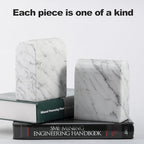 Koville Natural Italian Marble Bookends for Shelves, Book Ends for Heavy Books, 13LBS Ultra Heavy Duty Book Holders, Triumphal Arch Bookends Office Bookshelf Decor for CDs/Video Games(Bianco Carrara) - Image 5