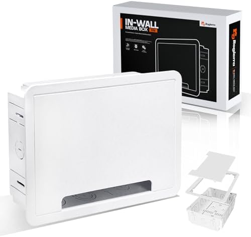 in-Wall Media Box - TV Cable Management Kit, Structured Media Enclosuree, Home Theater Box, Compatible with Roku, Apple TV, Samsung One Connect Mini - WiFi Friendly, Dual Purpos, White-9" by Rogierra