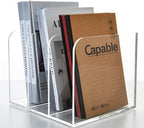 3 Vertical Compartments Clear Acrylic Magazine & File Holder – Multipurpose Desk Organizer for Documents, Tablets, Magazines, Books – Office/Home/Classroom Rack - Image 3