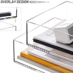 HeZone Enlarged Letter Paper Tray - Clear Acrylic Desk Organizers for Document Organization and File Storage - Stackable Office Accessories - 2 Pack (Large Tray V) - Image 6