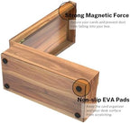 Neando Acacia Wood Business Card Holder with Lid – 2x3.5” Index Card Organizer with 5 Compartments, Holds 600 Cards, Magnetic Closure, 20 Blank Tabs – Rustic Desktop Filing Box for Office & Home - Image 3