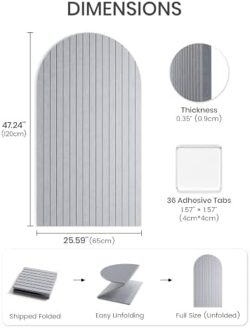 Large Arched Felt Bulletin Board 47.2''×25.5'', Soft Gray - Image 3