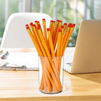 Crtiin 20 Pack Clear Acrylic Pen Holder Makeup Brush Round Pencil Holder for Desk Pen Cups Desk Organizers and Storage Desktop Stationery Organizer for Office School Home Supplies - Image 6