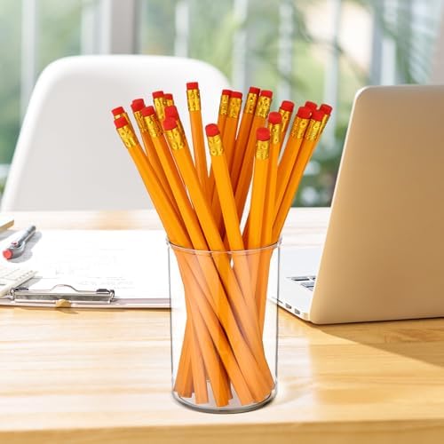 Crtiin 20 Pack Clear Acrylic Pen Holder Makeup Brush Round Pencil Holder for Desk Pen Cups Desk Organizers and Storage Desktop Stationery Organizer for Office School Home Supplies - Image 6
