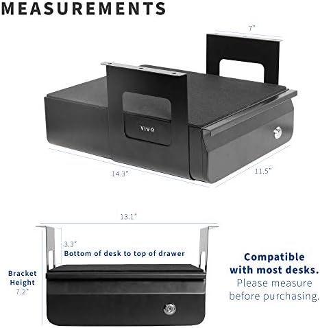 VIVO Black 12 x 14 inch Under Desk Drawer, DESK-AC03L-B - Image 3