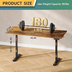 DEVAISE Computer Desk, Home Office, 63 Inch with Adjustable Height, Rustic Brown - Image 3