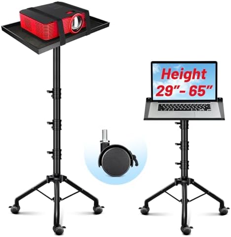 CAHAYA Projector Stand Adjustable Laptop Tripod Stand Portable with Casters by CAHAYA