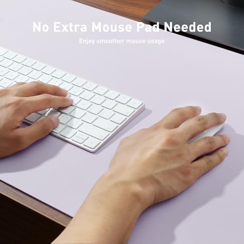 Aothia Faux Leather Desk Mat - Non-Slip PU Leather Desk Blotter, Waterproof Writing Surface, Large Desk Pad for Office & Home (Soft Lavender, 55" x 24") - Image 4