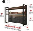 Desk Organizer with Pegboard, Desktop Shelves & Office Shelves, Desk Hutch Top Only, Adjustable Hutch for Dorm or Office, Steel Frame Display (White, 22" L x 10" W x 37" H) - Image 2
