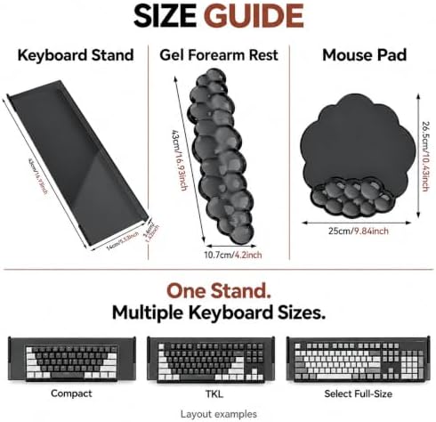Keyboard Stand with Wrist Rest and Mouse Pad, Acrylic Keyboard Riser, Black - Image 2