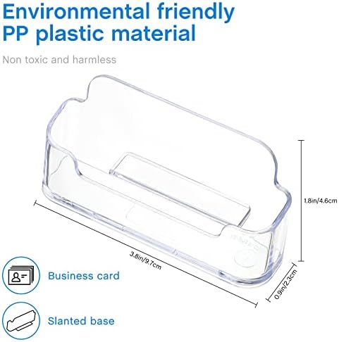 Leinuosen 50 Pack Business Card Holder for Desk Acrylic Business Card Holder Display Clear Label Stand Label Table Desktop Organizer for Home and Office - Image 2