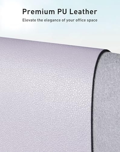 Aothia Faux Leather Desk Mat - Large Mouse Pad, Non-Slip PU Leather Blotter, Waterproof Writing Surface for Office and Home (Soft Lavender, 63" x 24") - Image 2