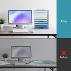 9-Tier Paper Organizer for Desk, Metal Mesh Letter Tray with Handles, White - Image 6
