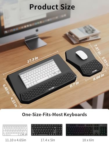 3-in-1 Ergonomic Keyboard Stand with Wrist Rest & Mouse Pad Set, Black - Image 4