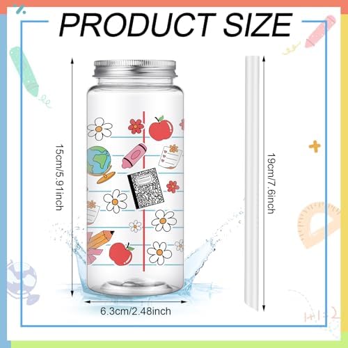 Meanplan 24 Pcs Back to School Plastic Cups with Lid and Straw Bulk 14 oz - Image 3