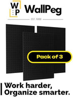 WallPeg Pegboard Kit - 3 ea. 24"x16" Black Peg Boards Panels - Made in USA - Image 2