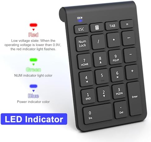 Wireless Mouse and Number Pad Combo - 22 Key USB Keypad and 3 Adjustable DPI Silent Mouse, 2.4GHz Ultra Slim & Portable Numeric Keypad and Mouse Set for Laptop, PC, Desktop, Notebook, One USB Receiver - Image 6