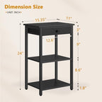 Gewudraw 3-Tier Printer Table for Home Office, Living Room, Bedroom, Black - Image 2
