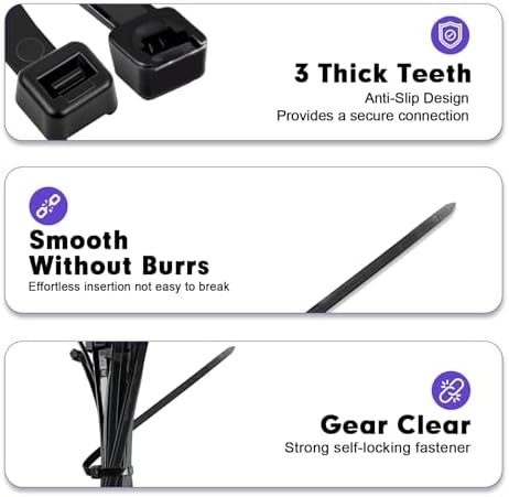 Zip Ties, RAZCC 1200pcs Black Cable Zip Ties 12 Inch, Heavy Duty Plastic Wire Ties with 100lb Tensile Strength, Self-Locking Black Nylon Tie Wraps for Indoor and Outdoor - Image 4
