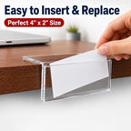 Thyle 50 Pcs Rigid Acrylic Shelf Label Holders 2 x 4 Inch Clear L-Shape Desk Name Plate & Tabletop Price Sign Stand with Sticky Dots, Library Supplies Retail Tags for Bakery Store - Image 2