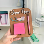 Personalized Sticky Note Holder for Nurse Medical Students, Custom Wooden Note Holder with Pen Slot, Funny Nurse Appreciation Gifts Supplies - Image 5