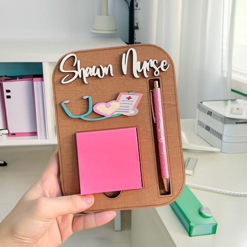 Personalized Sticky Note Holder for Nurse Medical Students, Custom Wooden Note Holder with Pen Slot, Funny Nurse Appreciation Gifts Supplies - Image 5