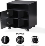 FITUEYES Mobile Wood Printer Stand with Cabinet & Adjustable Shelves, Black - Image 4