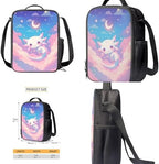 Unisex School Backpack 4Pcs, Cartoon Travel Daypack & Pencil Case & Lunch Bags & Cup Sleeve Lightweight Large Capacity for Elementary Kindergarten Moon Axolotl - Image 4