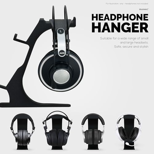 BRAINWAVZ The Gravitas - Headphone Stand & Game Controller Holder for Desk - Universal Design for All Types of Headsets & Gamepads (Black) - Image 4