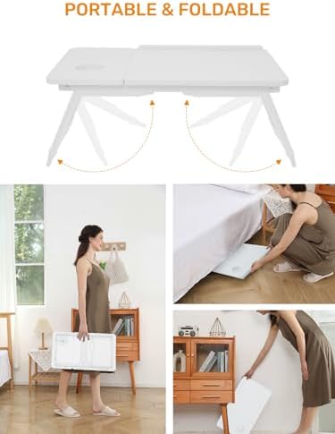 Lap Desk for Couch/Sofa/Floor, 5-Angle Adjustable Bed Desk with Foldable Legs &Cup Holder, Light Weight Bed Tray Table for Writing/Eating/Reading, Portable Laptop Stand for Adults, Kids - Image 4