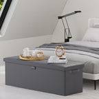 DocSafe Storage Ottoman Bench, Fireproof＆Waterproof Folding Bench with Lock(15”x 43”x15”), Leather Storage Chest with Handles＆2 Extra Boxes, Ottoman Safe for Bedroom,Living Room,Home Office, Gray - Image 2