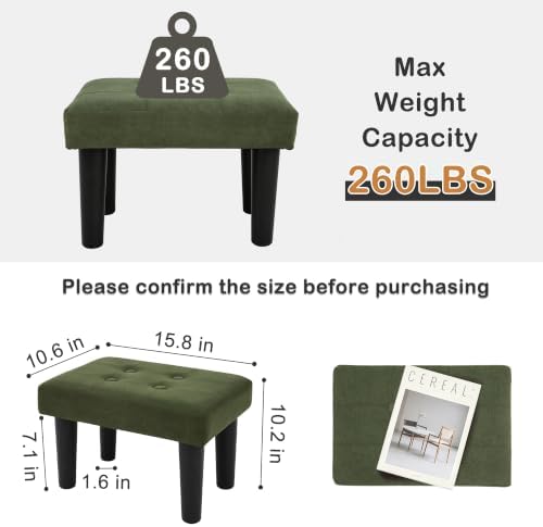 CAROLMADE Footstool Ottoman with Legs, Velvet Small Foot Rest Under Desk, Ottoman with Storage for Living Room, Bedroom, Entryway Green - Image 2