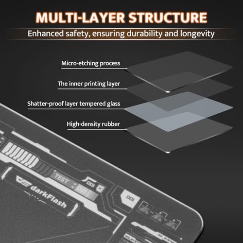 darkFlash Glass Mouse Pad 11.8×10.2 Inch, Ultra-Smooth Tempered Surface, Precision Tracking, Anti-Slip Rubber Base, Durable Etched Finish, Ideal for Gaming & Work(DMP300) - Image 5