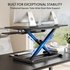 FLEXISPOT 42" Electric Standing Desk Converter, Motorized Sit to Stand Desk Riser, Height Adjustable Desktop Dual Monitor Workstation with Large Keyboard Tray, Black - Image 6