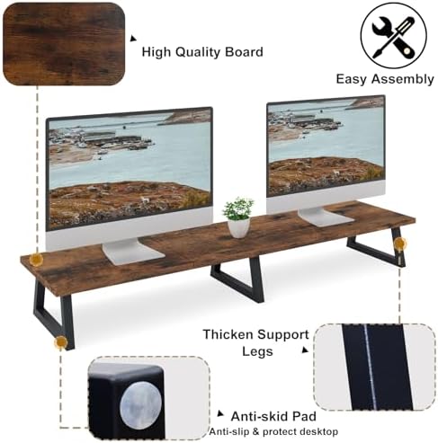 TEAMIX 42 inch Large Dual Monitor Stand Riser,TV Riser,Desk Shelf Organizer - Image 4