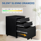 Fesbos 3 Drawer Vertical File Cabinet, Black Mobile Filling Cabinet with Lock for Legal/Letter Size, Pre-Built Office Storage File Cabinet with Wheels Under Desk - Fully Assembled - Image 5