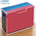 DINGHUO Legal Size File Organizer, Acrylic Protable Hanging File Organizer with Handles, Clear Storage File Folder Holder Filing Box Crate for Desk, School, Office Supplies - 1 Pack - Image 7