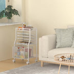 BOHDK Rolling File Cart, 6-Tier Desk File Organizer on Lockable Wheels, White Wood Planks & Mesh Sliding Hanging Folder Drawer, Organization Cart for Office Home School - Image 6
