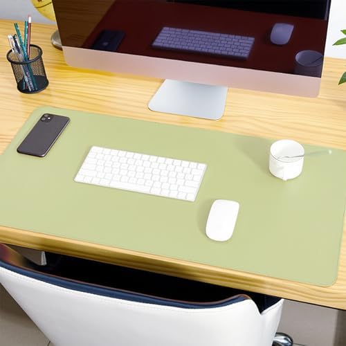 Cork Leather Desk Mat, Desk Pad Large Mouse Pad, Waterproof Desktop Writing Pad Keyboard Mat, Laptop Desk Pad Desk Protector Mat for Office/Home/Work/Decor (80 * 40cm,Light Green) by XIEMINLE