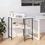VECELO Small Corner Desk, Triangle Computer Desk with Storage Shelves for Small Spaces, 33 x 30 inches Corner Makeup Table for Home Office Bedroom, White - Image 6