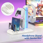 KDD Headset Stand with Charging Station - Detachable Controller Holder with 9 Light Modes - Rotatable Headphone Hanger with USB A&C Charger Ports - Earphone Hook for PC Gaming Accessories Storage - Image 2