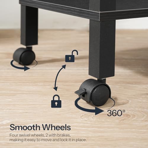 HOOBRO 2-Tier Printer Stand with Charging Station, Under Desk Printer Table, Printer Cart with Storage Shelves, Shelf for Small Spaces, for Home Office, Black BK38UPS01 - Image 7